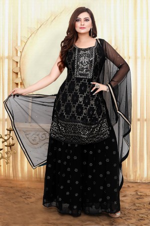 Exclusive Black Georgette Sharara 